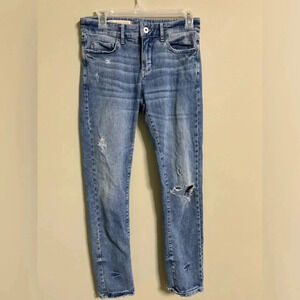 Pilcro and the Letterpress Slim Boyfriend Fit Blue Jeans Size 25 Distressed